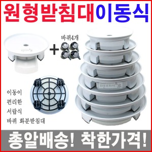 원형바퀴 화분받침대(이동식)/백색/플라스틱